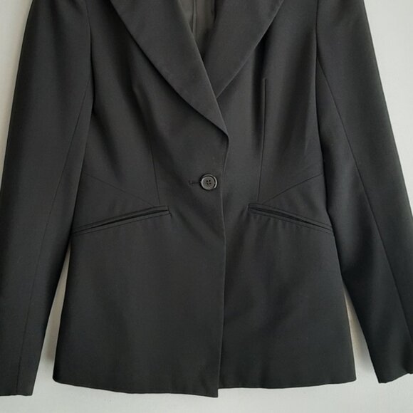 SANDRA ANGELOZZI Single Button Closure Classic Blazer Jacket Black Sz 4 - Picture 3 of 12